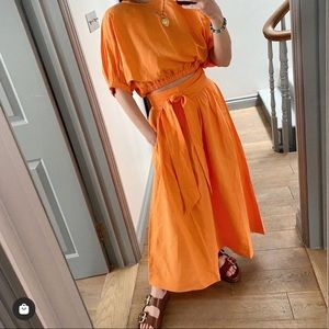 & Other Stories midi skirt and crop set 🍊🍊🍊